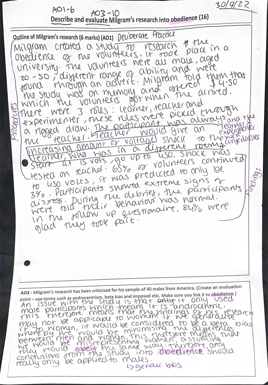 Evaluation of Milgram’s research into obedience 
