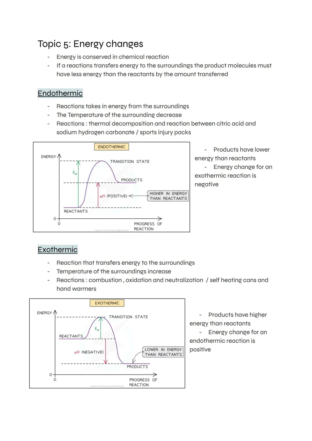 Energy changes include exotic and endo diagrams 