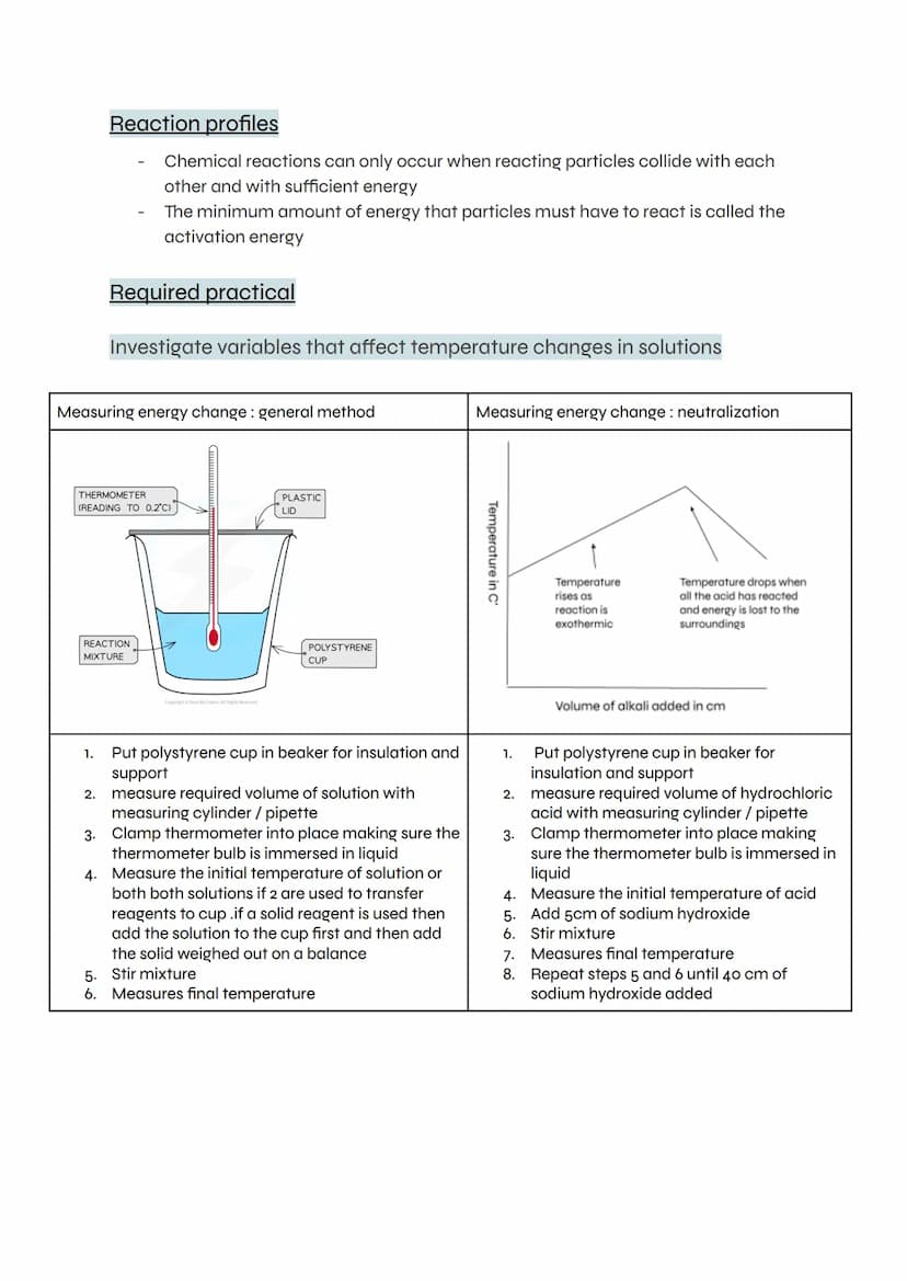 Topic 5: Energy changes
Endothermic
ENERGY
Energy is conserved in chemical reaction
If a reactions transfers energy to the surroundings the 