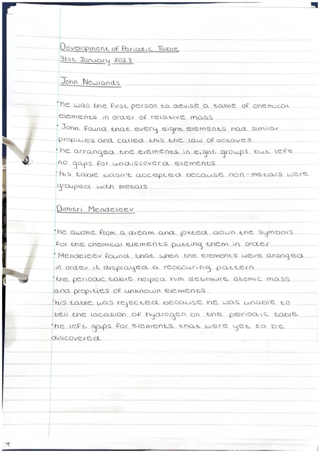 Development of Periodic Table - Chemistry