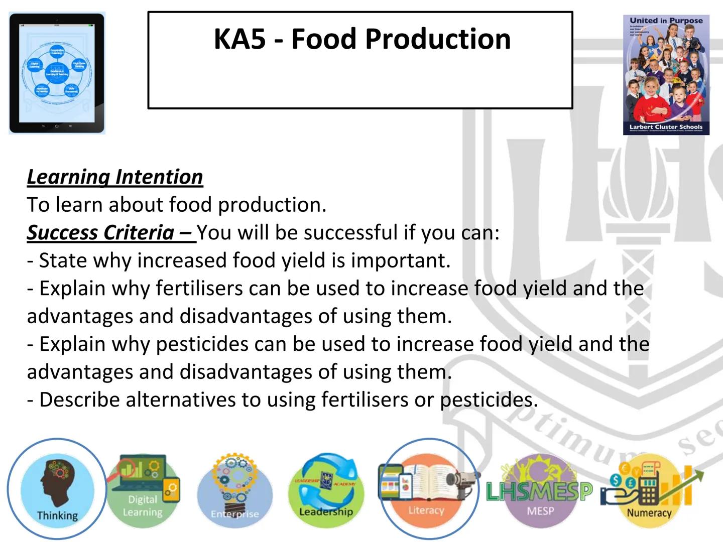N5 Unit 3 KA5
Food Production N5 biology course
1. Cell Biology
2. Multicellular Organisms
3. Life on Earth Unit 3 - Life on Earth
1. Ecosys