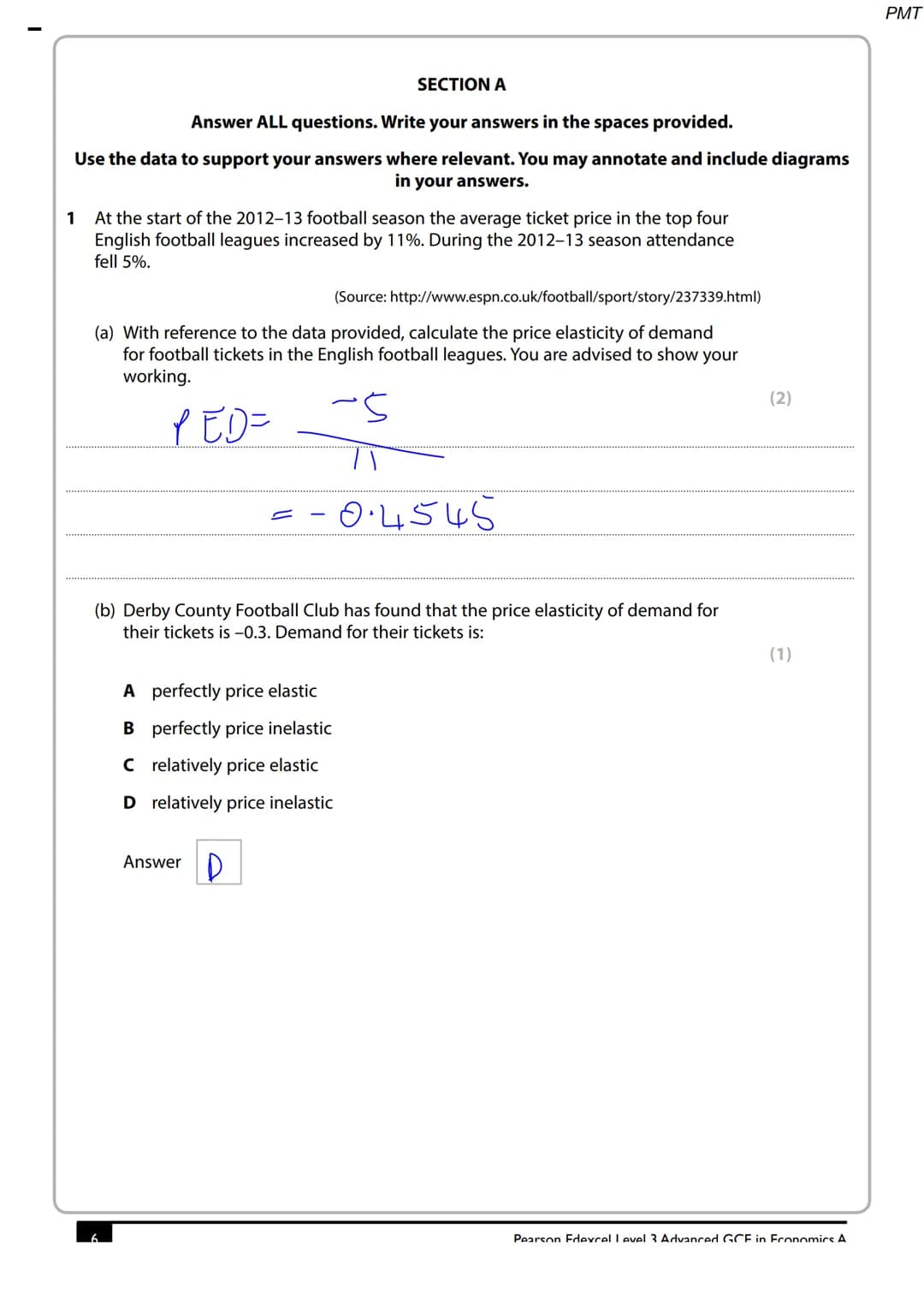 Write your name here
Surname
Centre Number
Pearson Edexcel
Level 3 GCE
Economics A
S47427A
©2014 Pearson Education Ltd.
Other names
Advanced