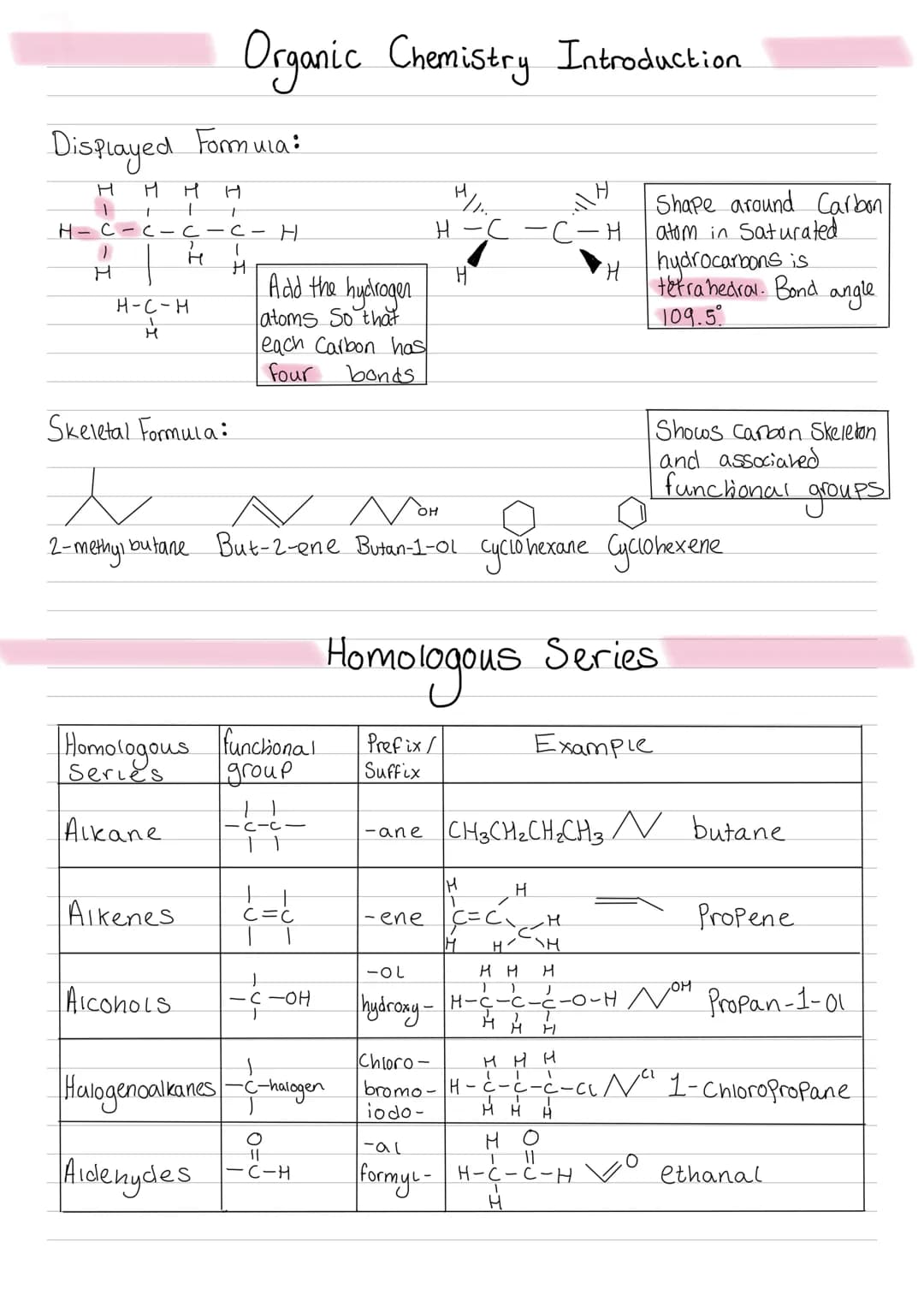 Displayed Formula:
H
H
н
t
H-C-C-c-c-
1
H
H
t
H
H-C-H
H
Alkenes
Organic Chemistry Introduction
Homologous
Series
Alkane
1
H
H
Add the hydrog