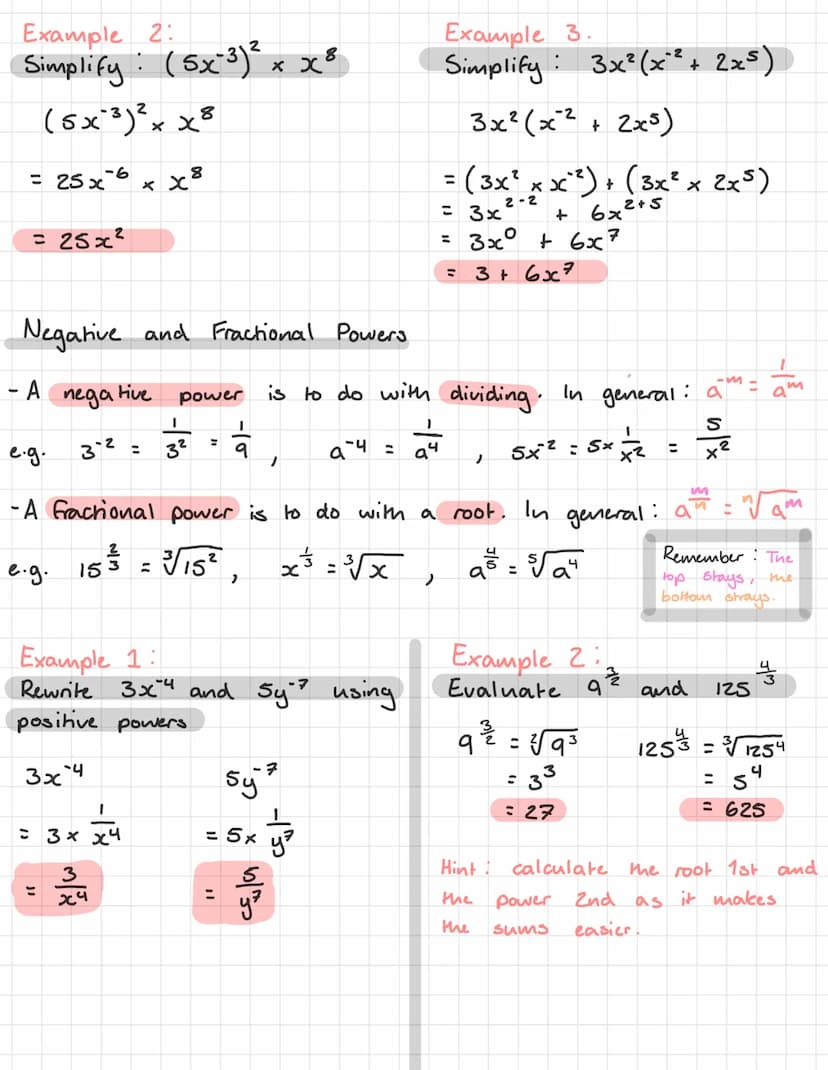 There
rules.
Basic
are
Nat S Maths Revision
5 rules
e.g.
2) when
Rules:
1) anything to
is equal to 1:
e.g.
5⁰= 1,
Key Rules:
1) when you mul