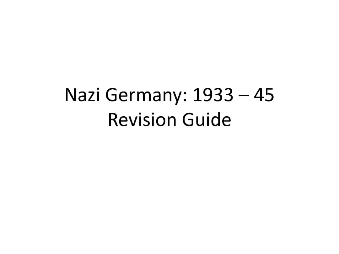 GCSE History Revision: Hitler's Rise to Power and Nazi Germany Notes PDF