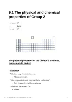 Know 9.1 Physical and Chemical Properties of Group 2 Elements thumbnail