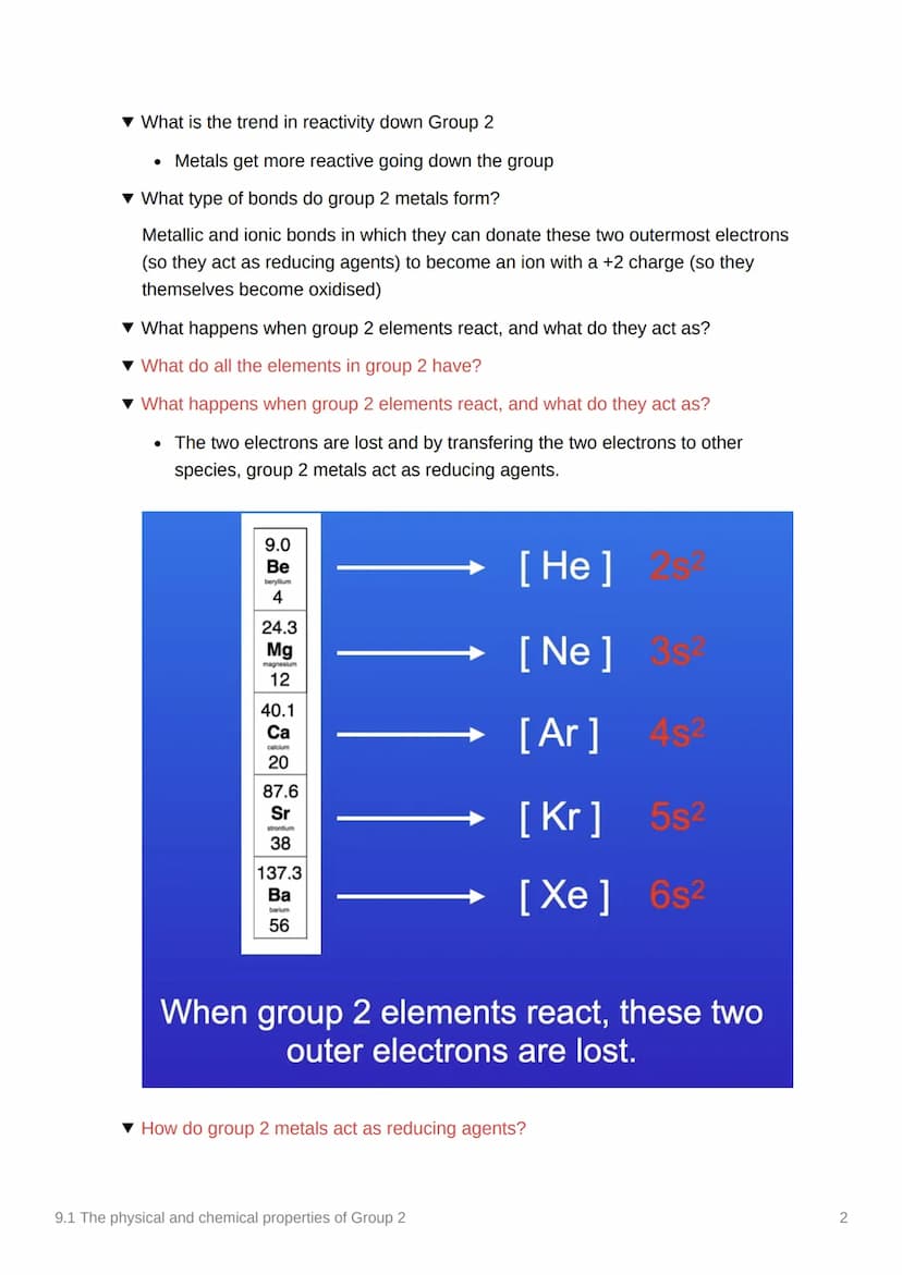 9.1 The physical and chemical
properties of Group 2
Notion
Anki
Done
Be
Mg
Ca
Sr
Ba
Ra
The physical properties of the Group+ 2 elements,
mag