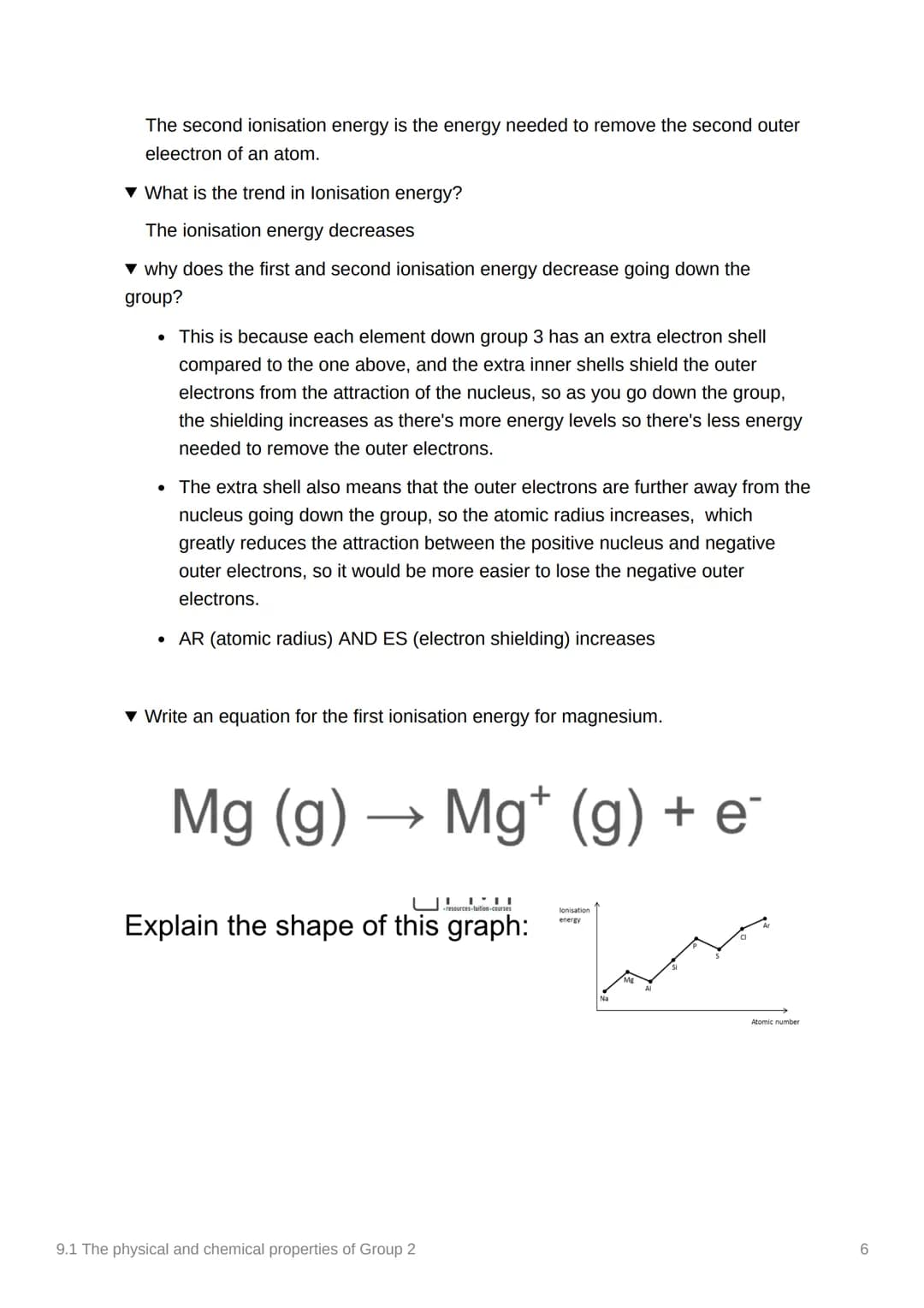 9.1 The physical and chemical
properties of Group 2
Notion
Anki
Done
Be
Mg
Ca
Sr
Ba
Ra
The physical properties of the Group+ 2 elements,
mag