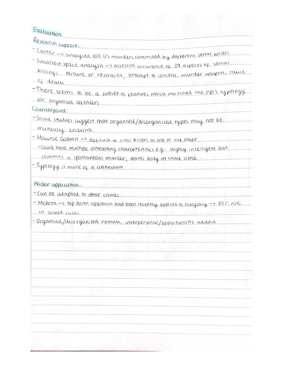 # The Top Down Approach

Aims to narrow down list of suspects:
- Careful scrutiny of crime scene
- Analysis of other evidence
Hypothesis abo
