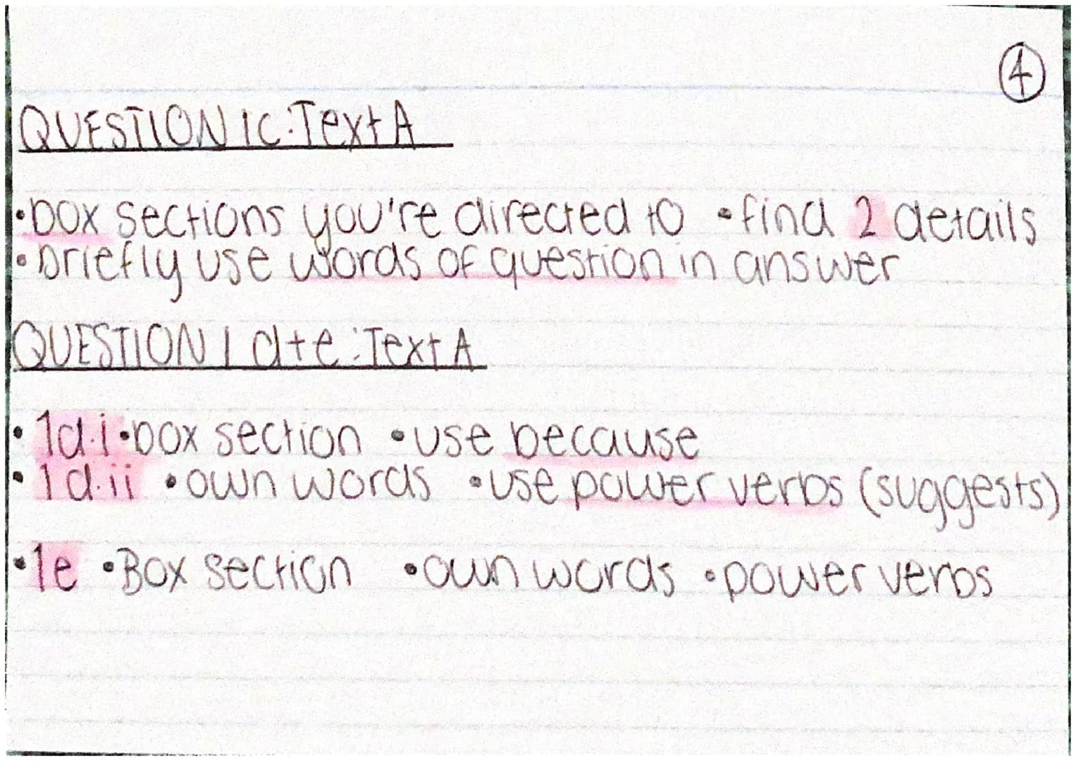 Top tips.
• if a paragraph is mentioned, box it
'Use your own words' = paraphrasel re-writel
fina synonym.
for Q3 have THREE highlighters QU