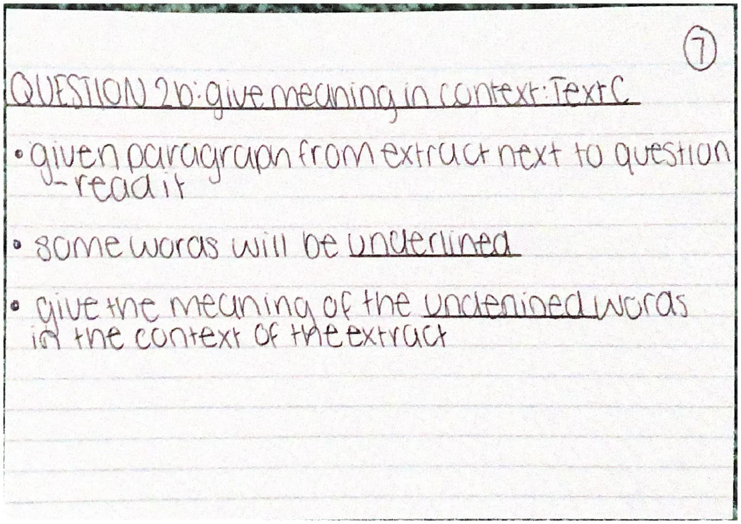 Top tips.
• if a paragraph is mentioned, box it
'Use your own words' = paraphrasel re-writel
fina synonym.
for Q3 have THREE highlighters QU