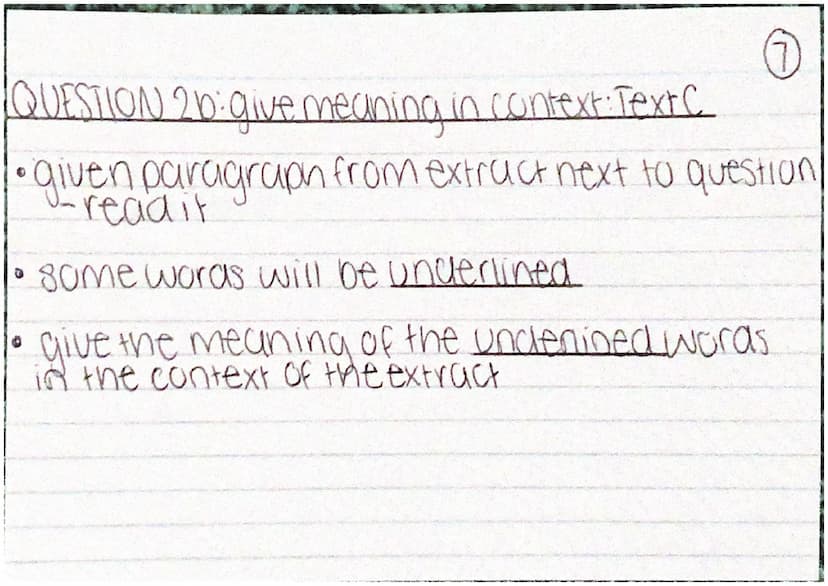Top tips.
• if a paragraph is mentioned, box it
'Use your own words' = paraphrasel re-writel
fina synonym.
for Q3 have THREE highlighters QU