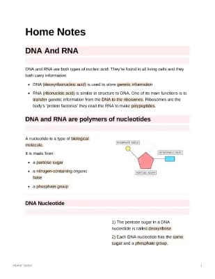 Know AQA A level biology structure of DNA and RNA notes  thumbnail