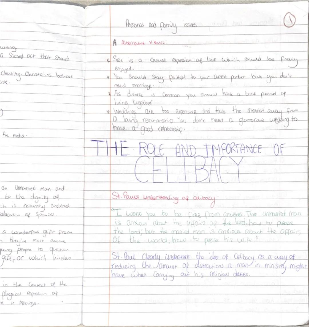Personal and family issues.

1

Celibacy the deliberate choice to remain Single and not enter into a relationship
Civil the Commitment Same-