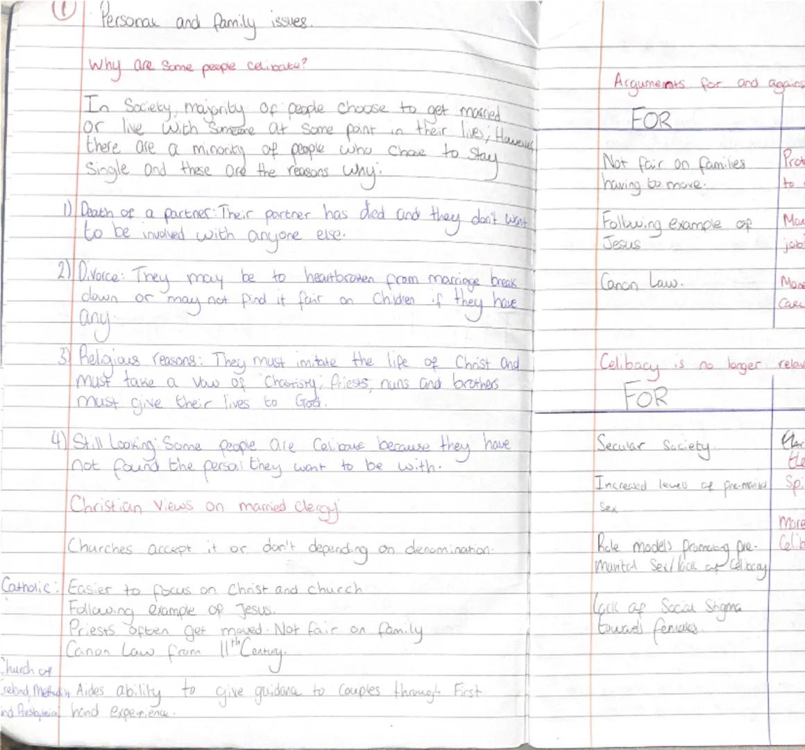 Personal and family issues.

1

Celibacy the deliberate choice to remain Single and not enter into a relationship
Civil the Commitment Same-
