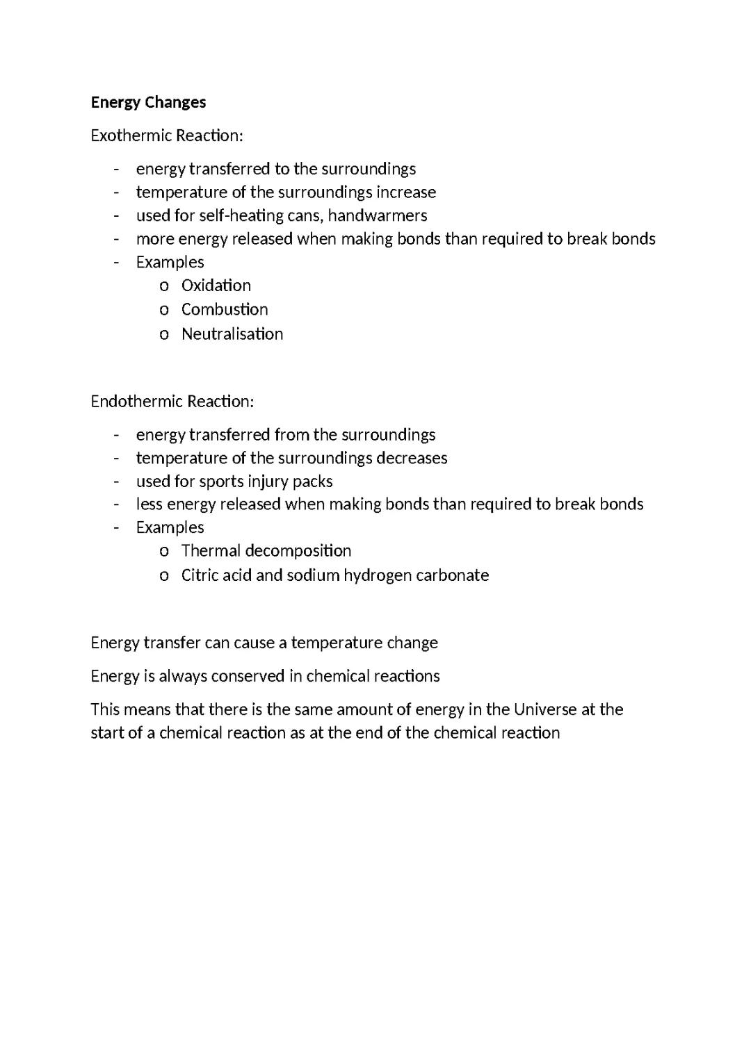 Energy Changes, Reaction Profiles and Collision Theory Notes