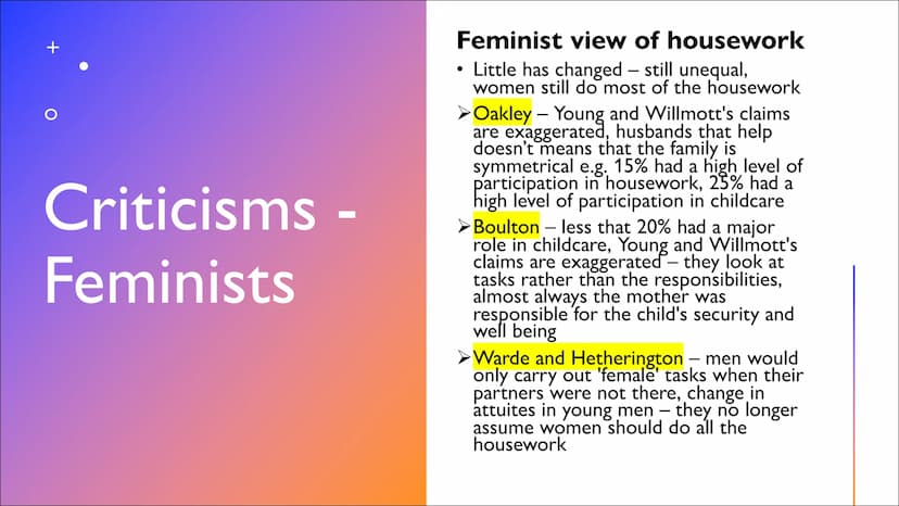 DOMESTIC
DIVISION OF
LABOUR
By Khadijah
+ +
Parsons'
View
●
Husband has an instrumental role -
success at work means he can financially
supp