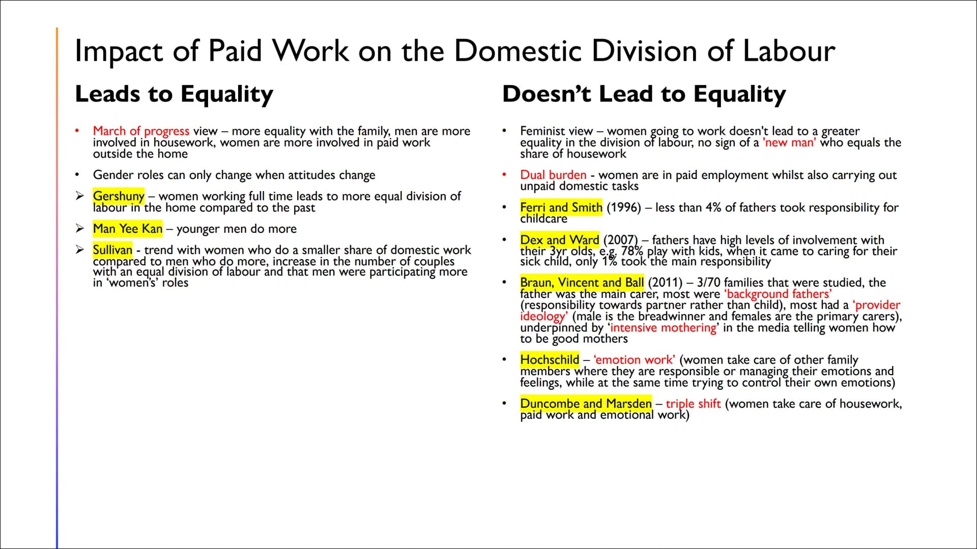 DOMESTIC
DIVISION OF
LABOUR
By Khadijah
+ +
Parsons'
View
●
Husband has an instrumental role -
success at work means he can financially
supp