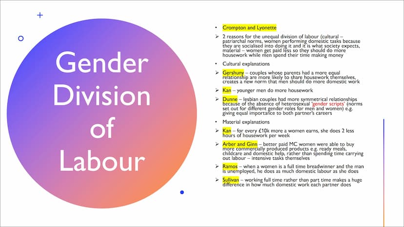 DOMESTIC
DIVISION OF
LABOUR
By Khadijah
+ +
Parsons'
View
●
Husband has an instrumental role -
success at work means he can financially
supp