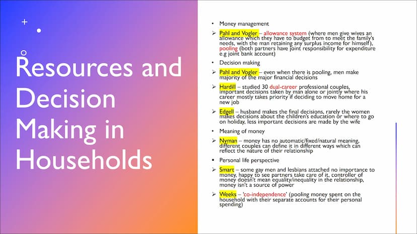 DOMESTIC
DIVISION OF
LABOUR
By Khadijah
+ +
Parsons'
View
●
Husband has an instrumental role -
success at work means he can financially
supp