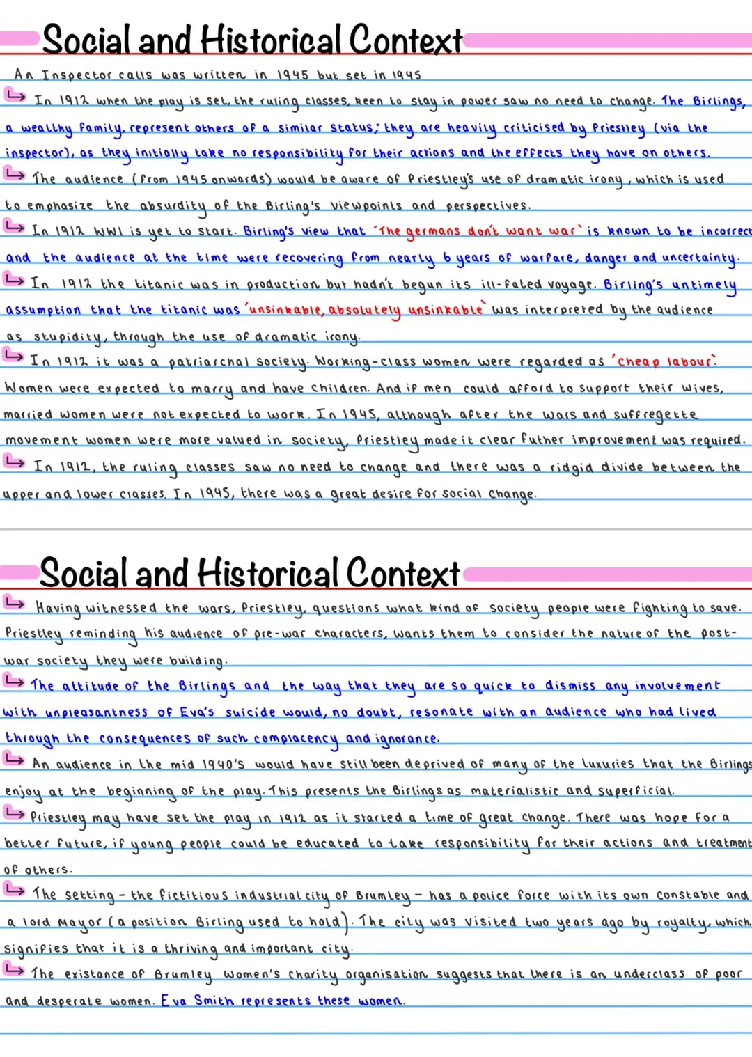 An Inspector Calls: Social and Historical Context, Dramatic Irony, and Class Divide