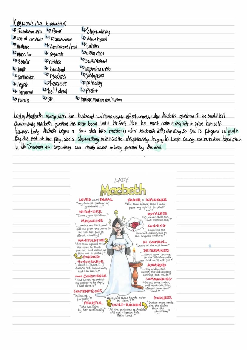 = Key words
Lady MacBeth Quore analysis
11
"Unsex me here" - ladymacbeth calls on "Spirits" which may refer to the witches or other supernat