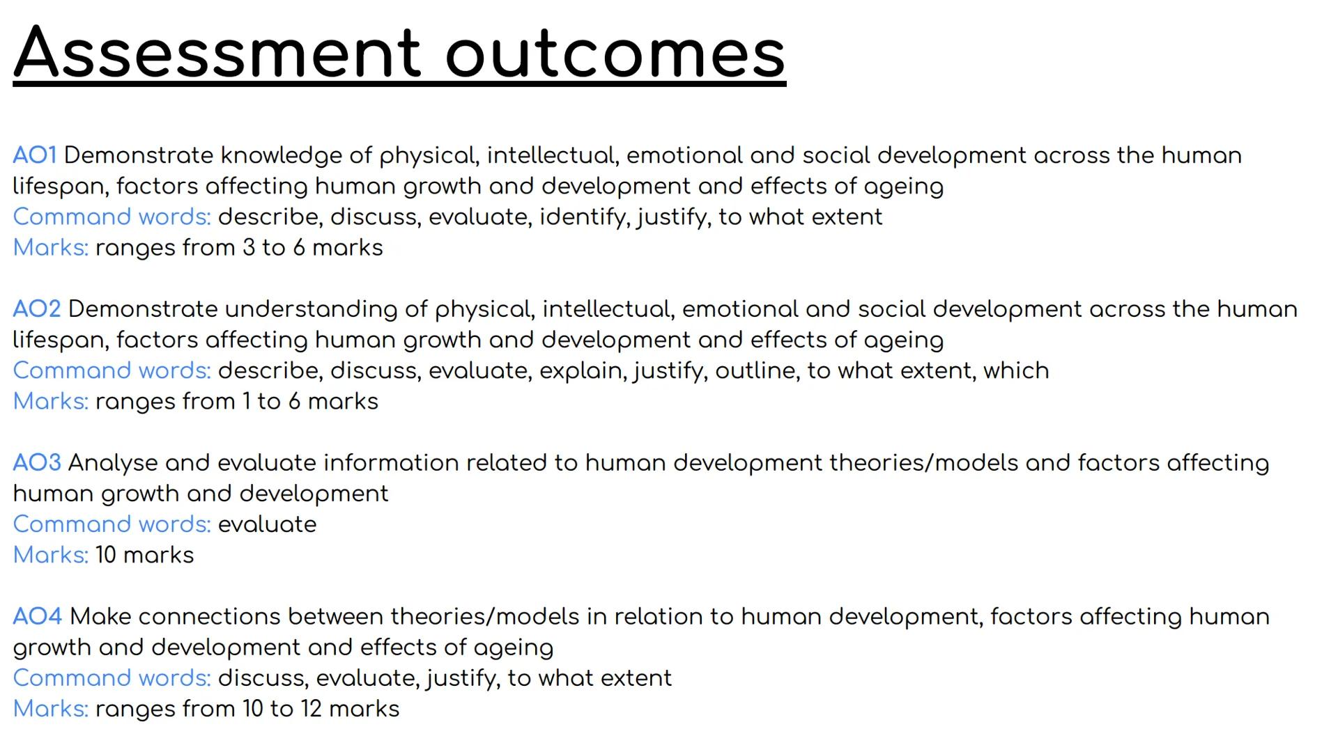 # Unit 1

A1 Physical Development
across life stages

Mind maps Assessment outcomes
AO1 Demonstrate knowledge of physical, intellectual, emo