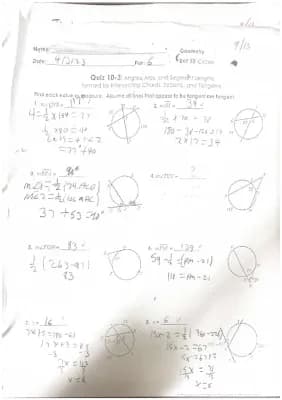 Know quiz 10-3 angles, arcs, and segment lengths formed by intersecting chords, secants, and rangers  thumbnail