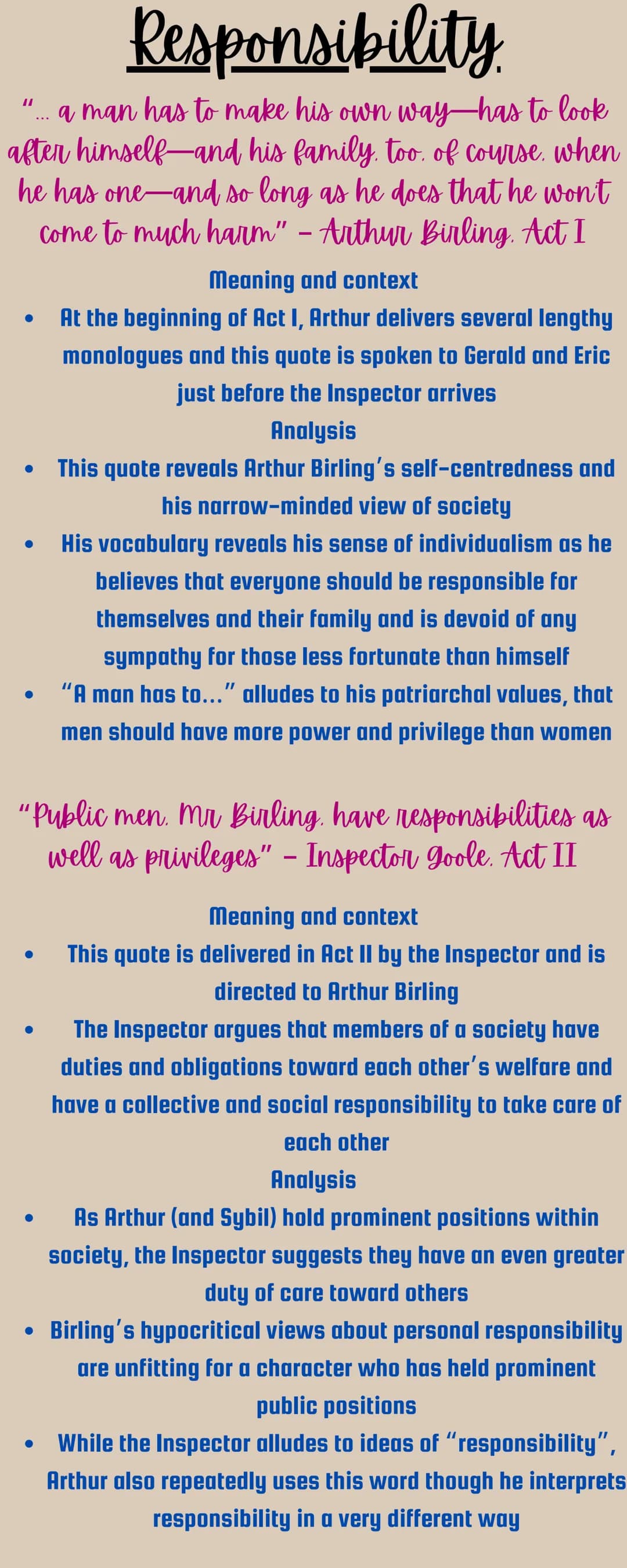 An Inspector Calls
Quotes
Below are all of the themes from An
Inspector Calls, a Reason why Priestly
has done this, quotes from AIC and how
