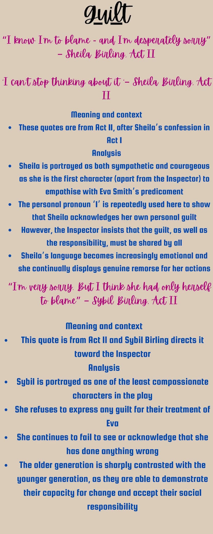 An Inspector Calls
Quotes
Below are all of the themes from An
Inspector Calls, a Reason why Priestly
has done this, quotes from AIC and how
