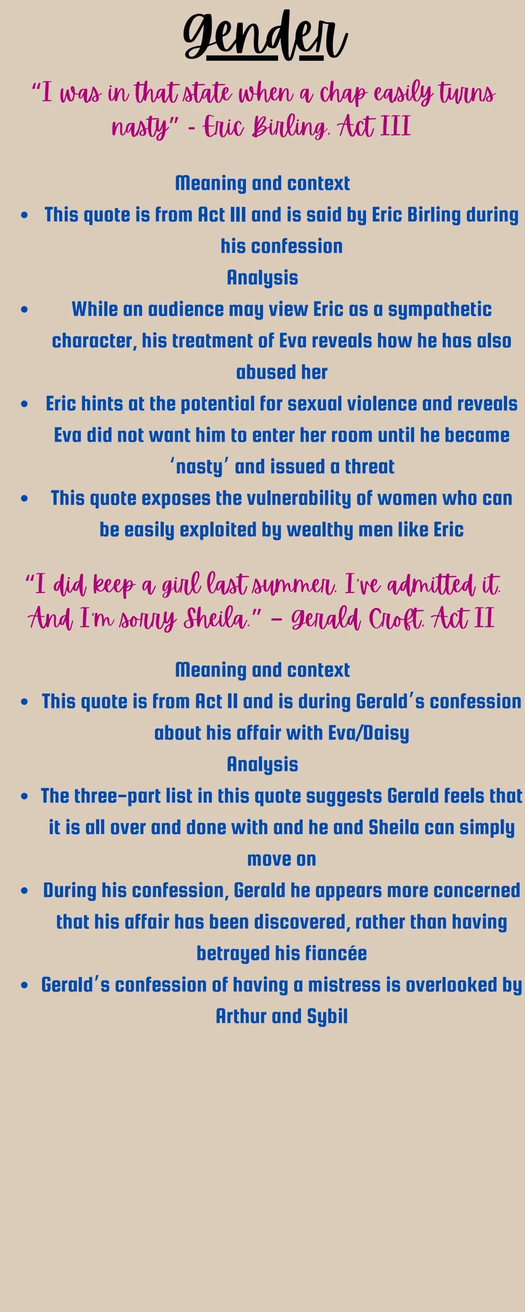 An Inspector Calls
Quotes
Below are all of the themes from An
Inspector Calls, a Reason why Priestly
has done this, quotes from AIC and how
