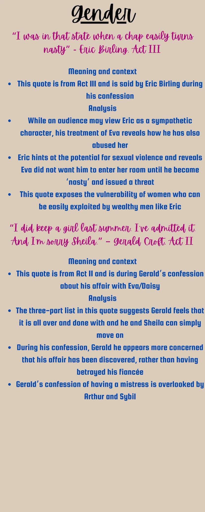 An Inspector Calls
Quotes
Below are all of the themes from An
Inspector Calls, a Reason why Priestly
has done this, quotes from AIC and how

