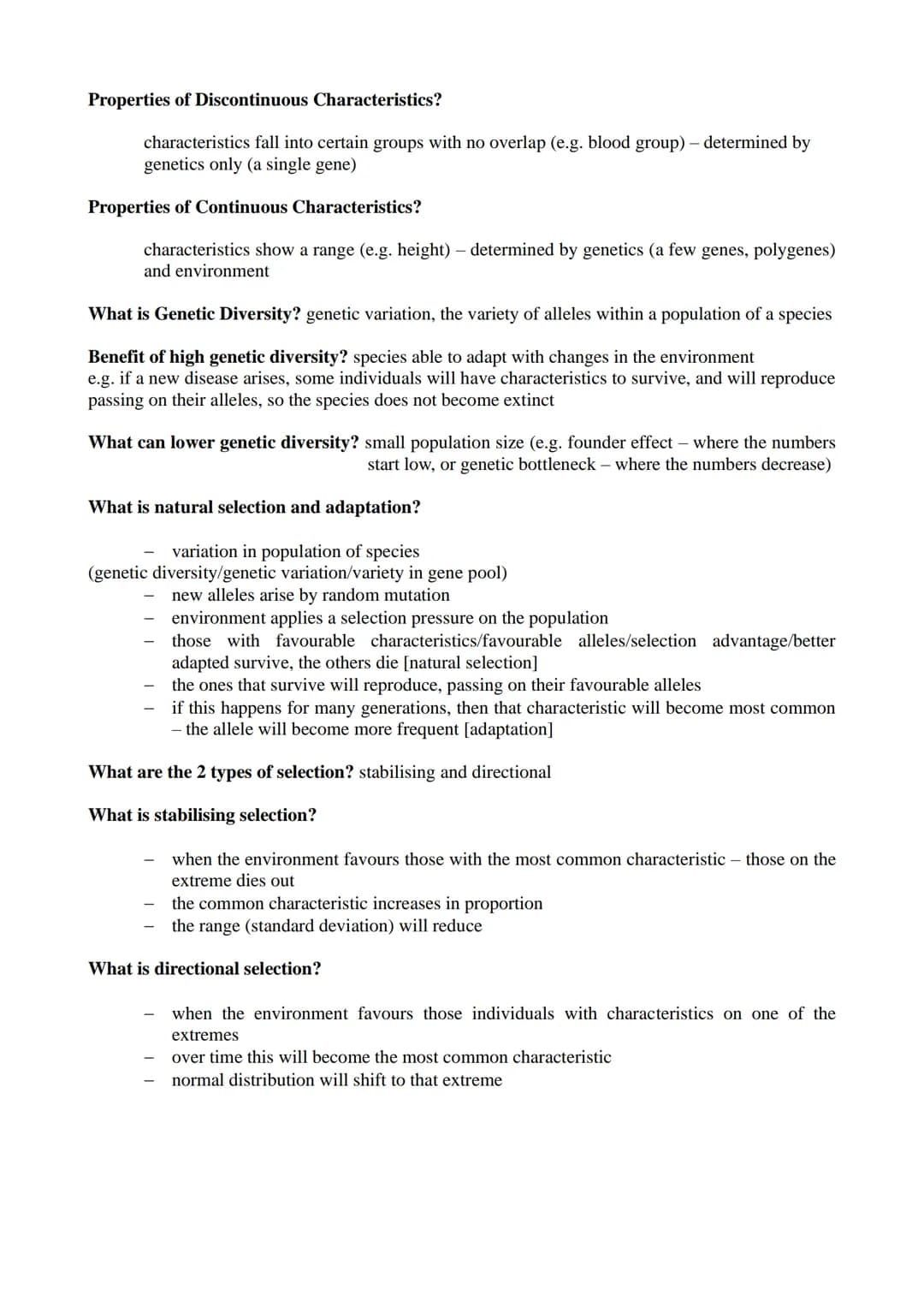 Module 4 (Diversity) Revision Notes
What is Biodiversity?
variety in an ecosystem
variety of habitats and variety of species
What is Species