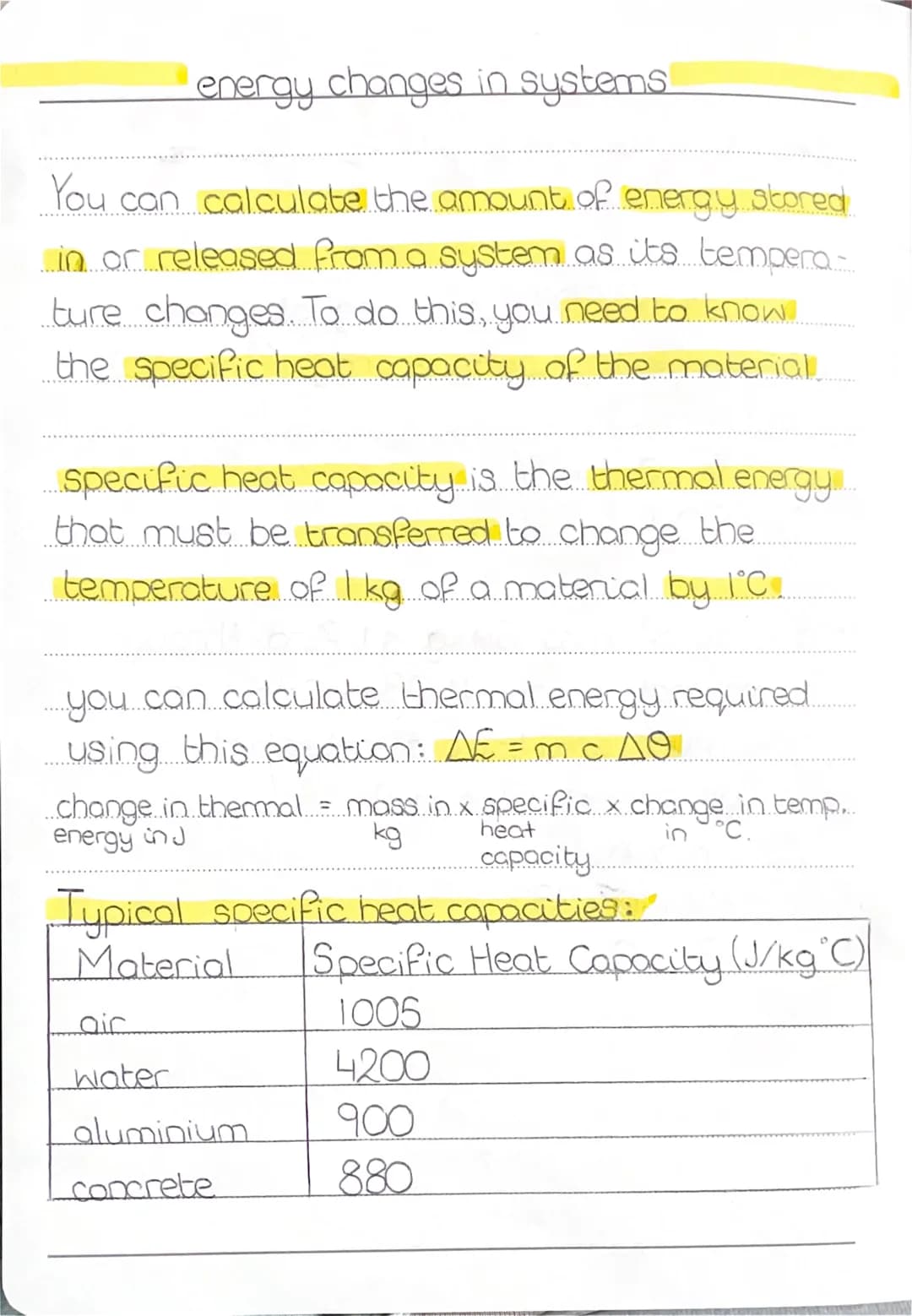 
<p>You can calculate the amount of energy stored or released from a system as its temperature changes. To do this, you need to know the spe
