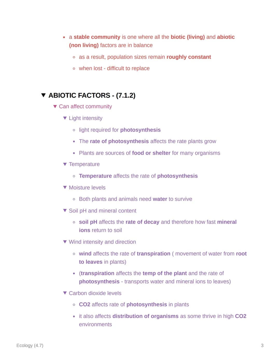 Ecology (4.7)
TOPIC 7 AQA GCSE BIOLOGY
▼ KEY TERMS
Ecology (4.7)
▪ Biodiversity- variety of living organisms
• Carrion - decaying flesh and 