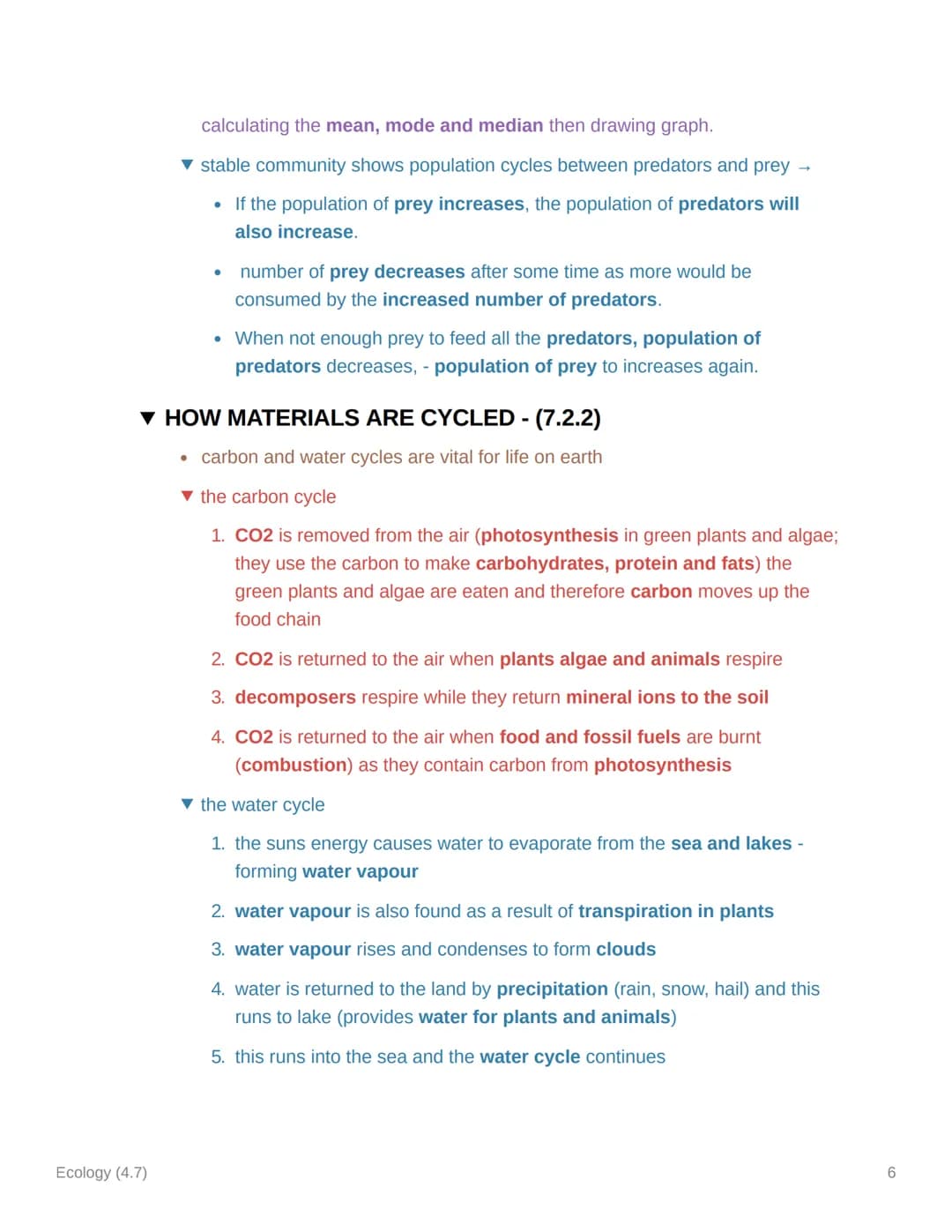 Ecology (4.7)
TOPIC 7 AQA GCSE BIOLOGY
▼ KEY TERMS
Ecology (4.7)
▪ Biodiversity- variety of living organisms
• Carrion - decaying flesh and 