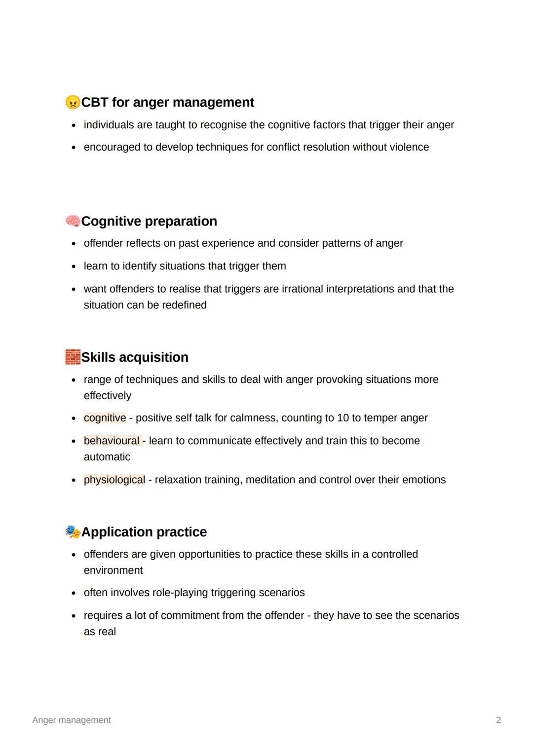 ১৫
# Anger management

Recap quiz

1. what is behaviour modification - unlearning negative behaviours through operant
conditioning

2. what 