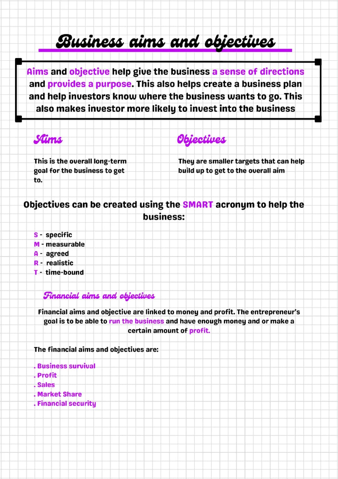 Business Aims and Objectives 