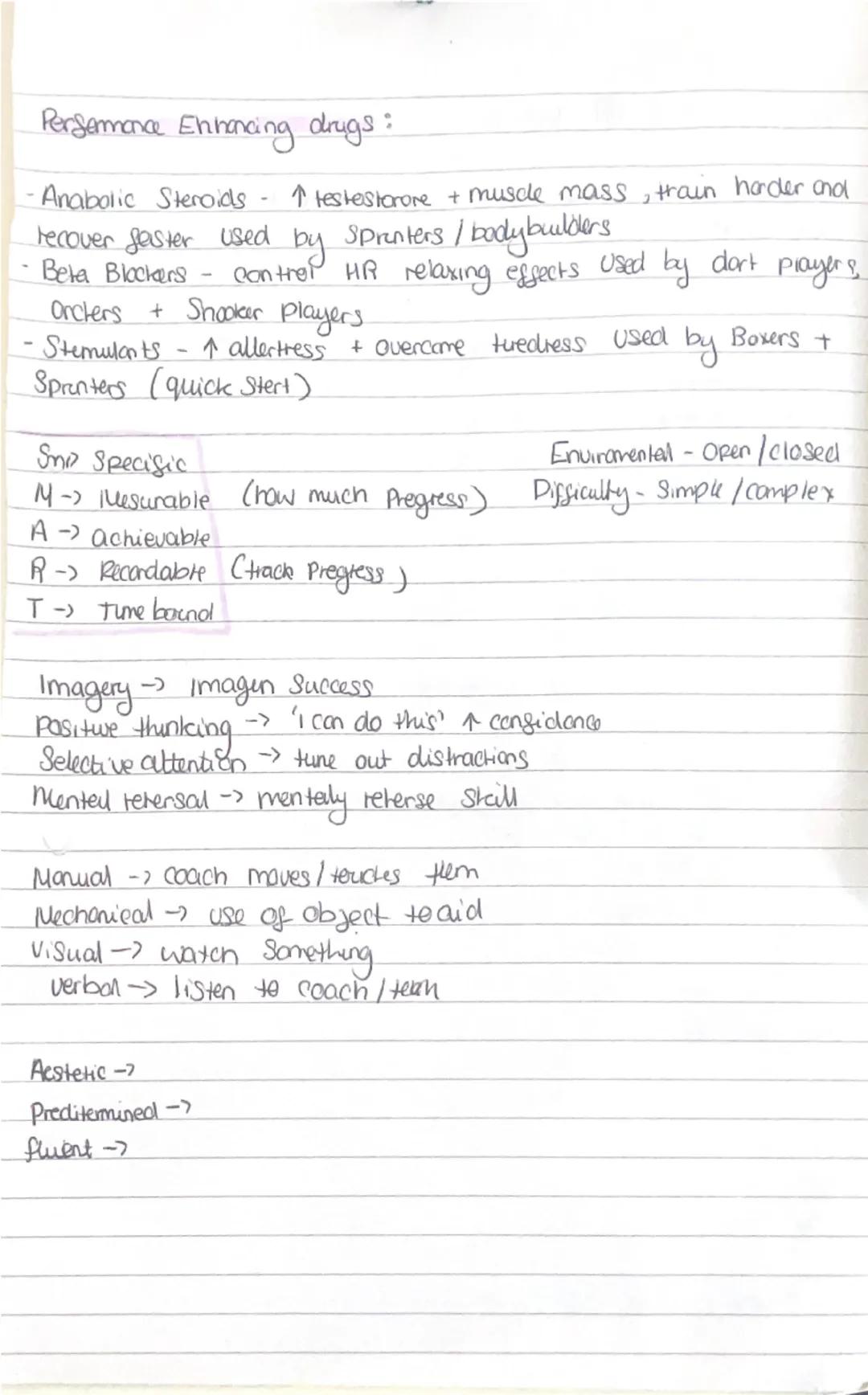 --- OCR Start ---
P.E Paper 2 revision
Health-> State of complete physical, mental and social wellbeing.
Fitness-> the ability to persem eve