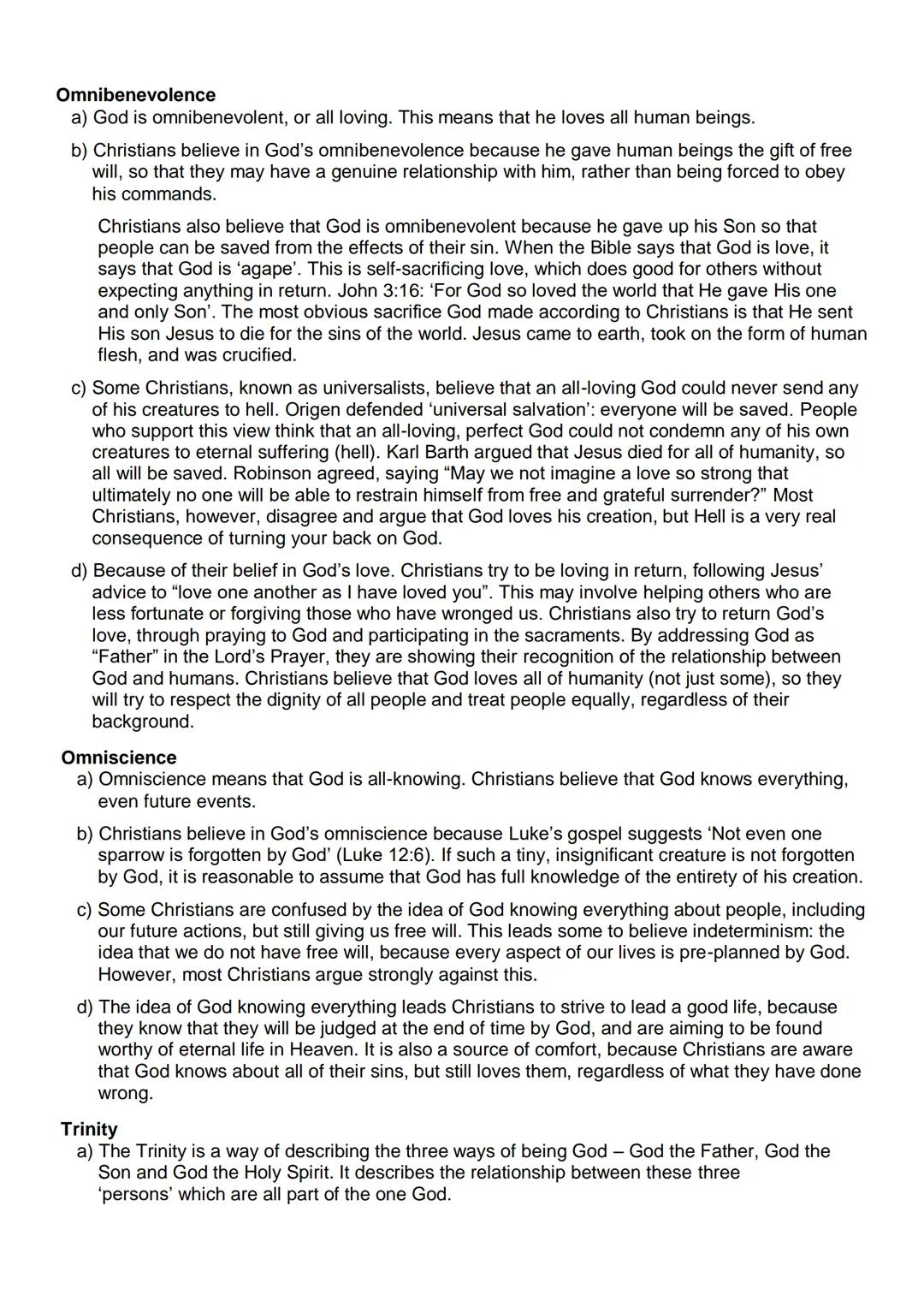 Christianity
Mandatory Content
Beliefs:
◆ beliefs about God
Higher RMPS Revision Guide
◆ nature of human beings: free will; sin; stewards
◆ 