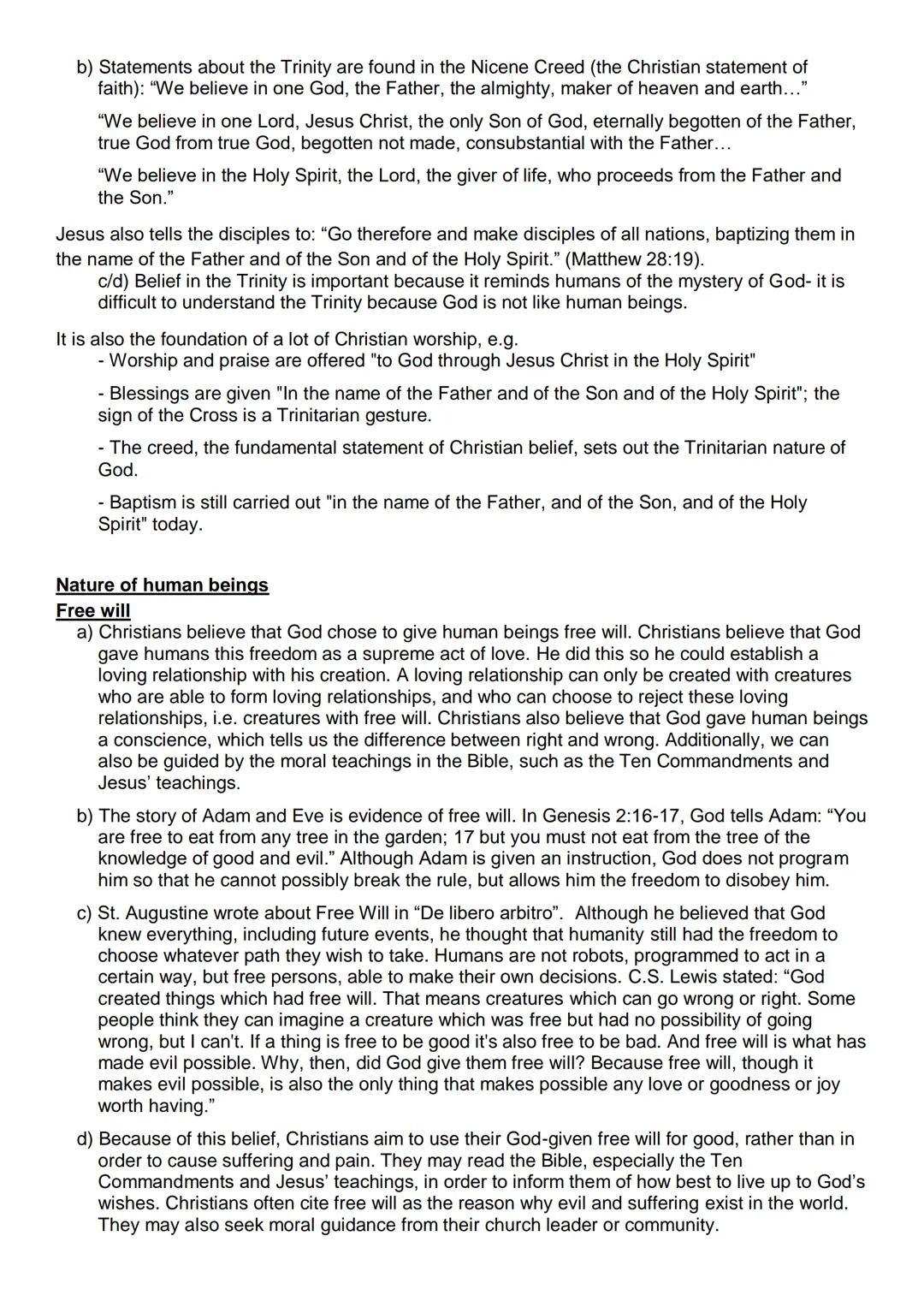 Christianity
Mandatory Content
Beliefs:
◆ beliefs about God
Higher RMPS Revision Guide
◆ nature of human beings: free will; sin; stewards
◆ 