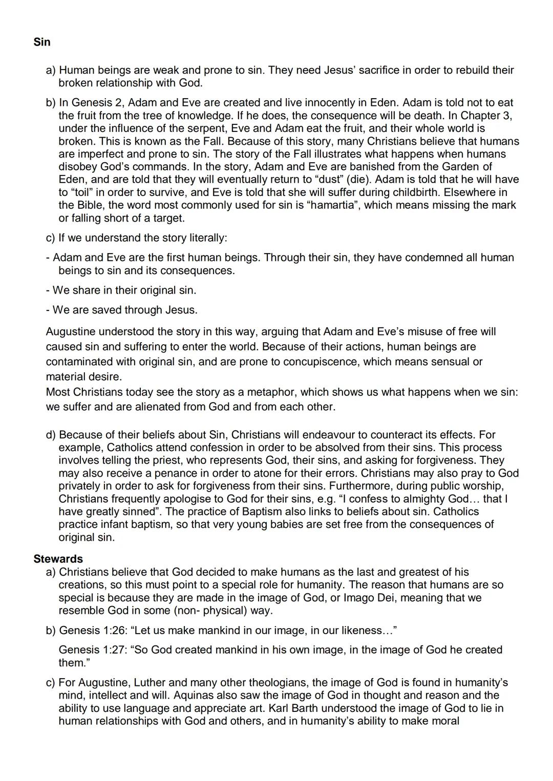 Christianity
Mandatory Content
Beliefs:
◆ beliefs about God
Higher RMPS Revision Guide
◆ nature of human beings: free will; sin; stewards
◆ 