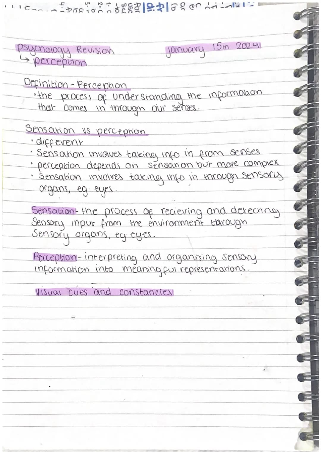 f
psychology Revision.
→ perception
جا
Definition-Perception
January 15in 20241
the information
•the process of understanding.
that comes in