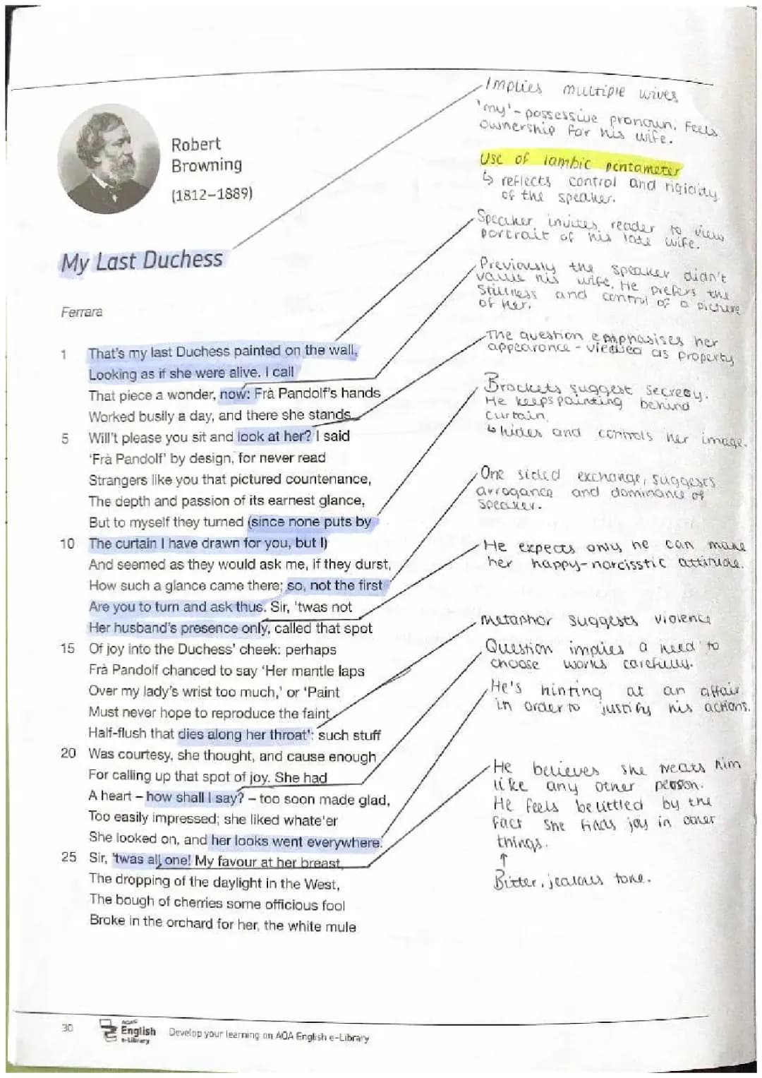 Explaining My Last Duchess by Robert Browning: Line by Line Analysis and Summary PDF