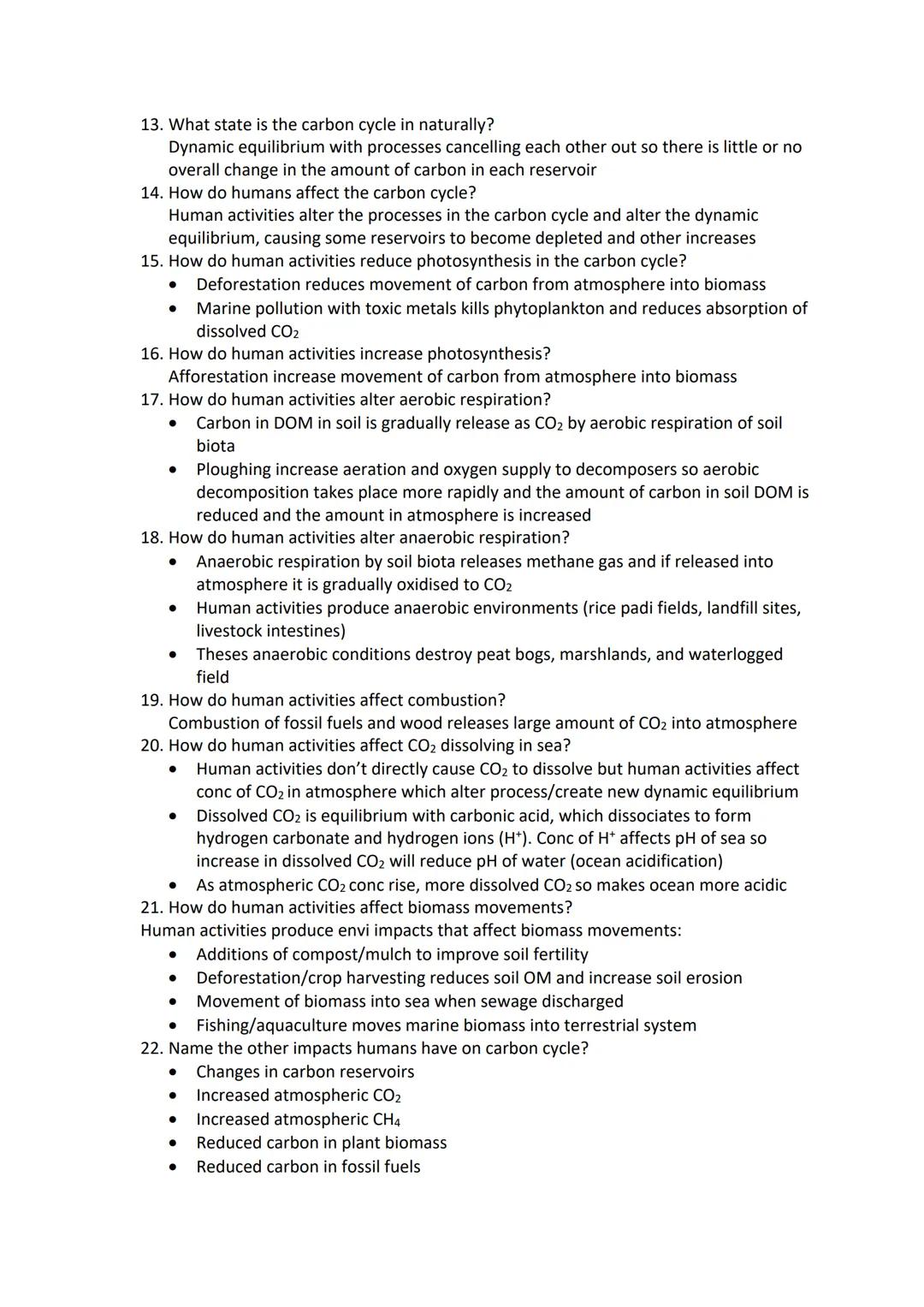 ### 3.2.4 biogeochemical cycles

1. What are biogeochemical cycles?
A series of linked processes which use and re-use elements such as carbo
