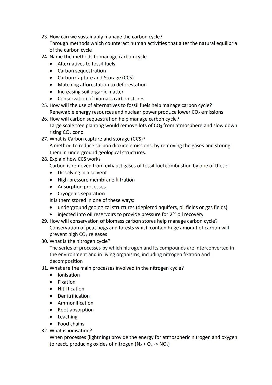 ### 3.2.4 biogeochemical cycles

1. What are biogeochemical cycles?
A series of linked processes which use and re-use elements such as carbo