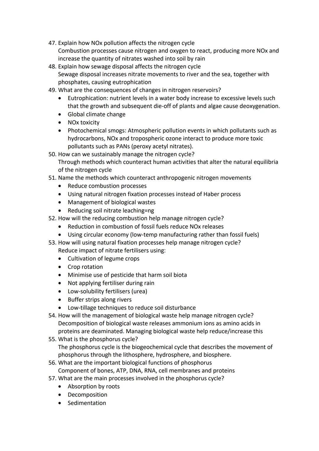 ### 3.2.4 biogeochemical cycles

1. What are biogeochemical cycles?
A series of linked processes which use and re-use elements such as carbo