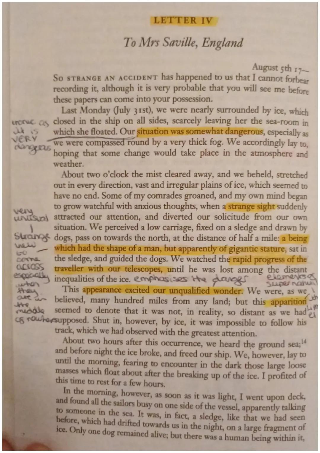 Walton's Letter 4 Annotations: Frankenstein 