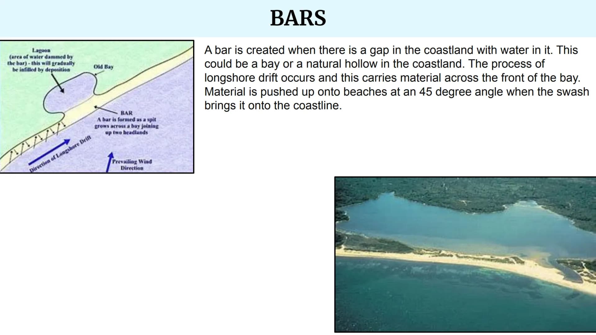 Depositional Landforms
Coastal Landscapes DEFINITION:
BEACHES
A beach is a landform alongside a body of water which consists of loose partic