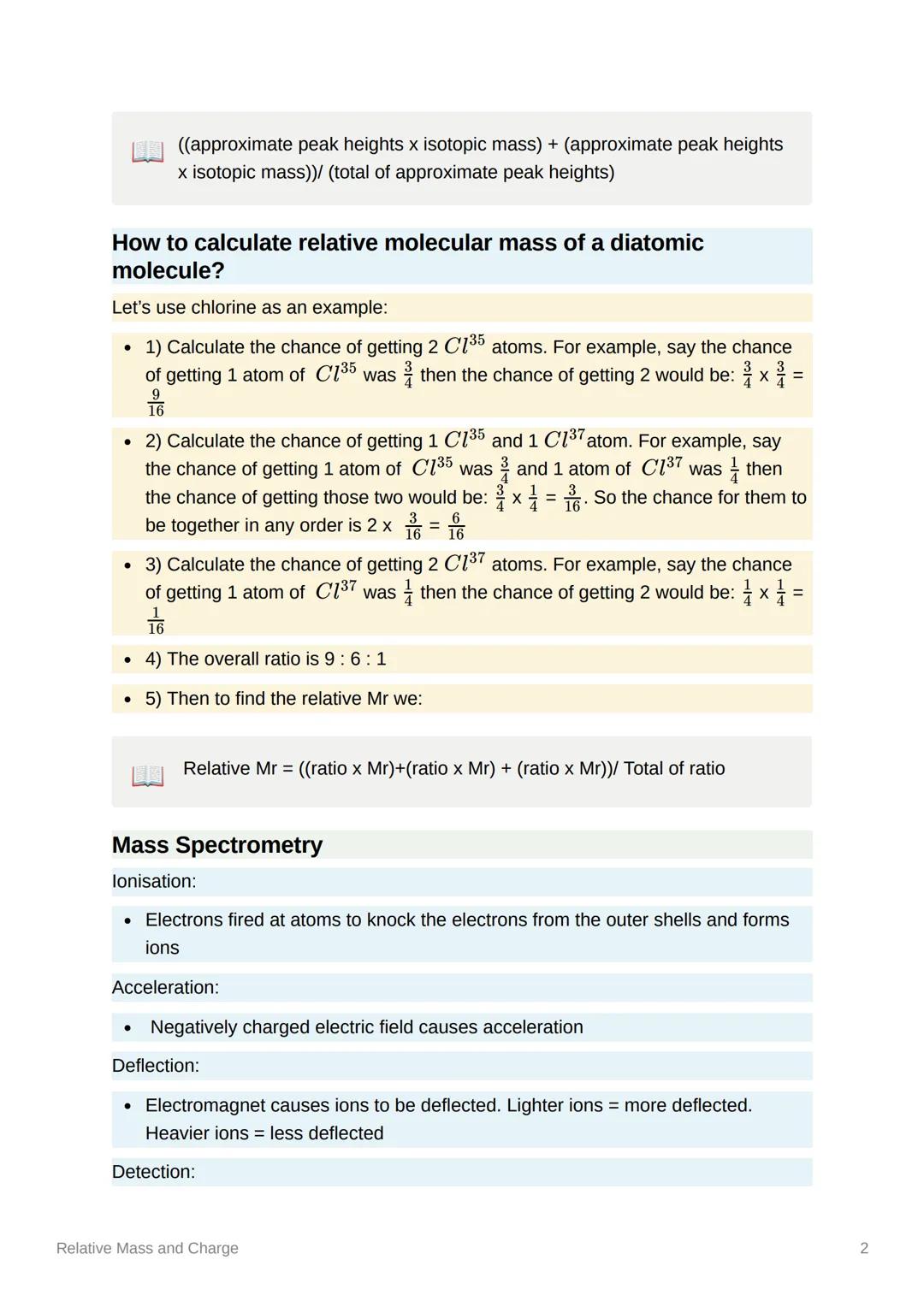 Relative Mass and Charge
Specification:
be able to define the terms 'relative isotopic mass' and 'relative atomic mass',
based on the 12C sc